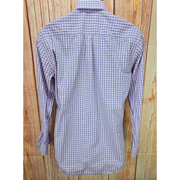 Peter Millar Classic Fit Button-Down Shirt Medium Purple Check - Picture 2 of 6